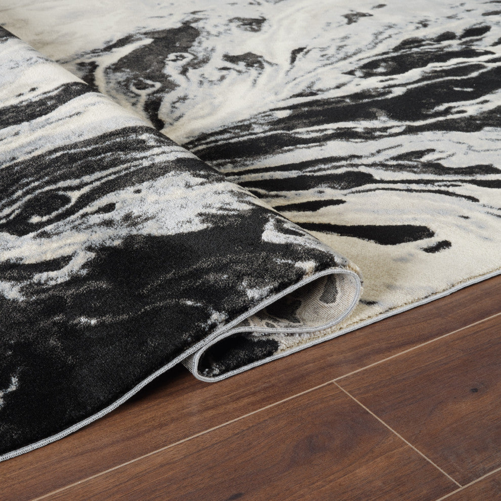 Finch Black/Gray Rug, Black, 2'7"x10' Runner