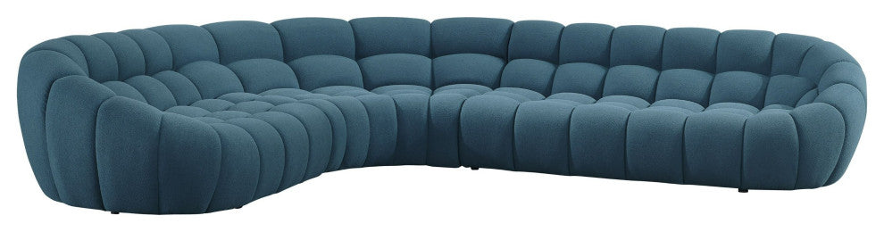 Divani Casa Yolonda Dark Teal Fabric Sectional Sofa