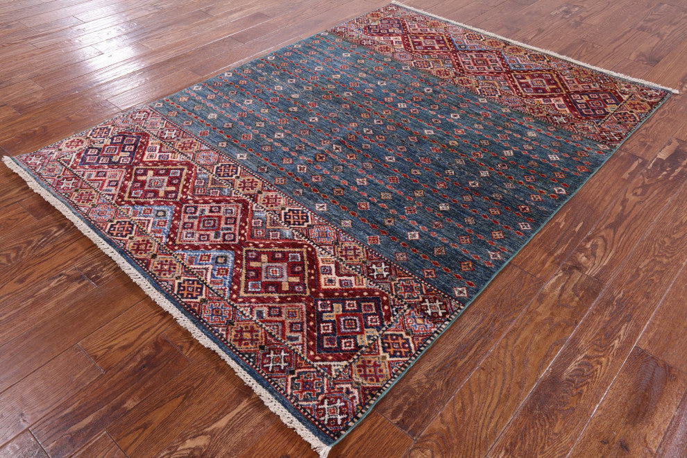 Super Kazak Khorjin Handmade Wool Rug 4' 11" X 6' 9" Q7632