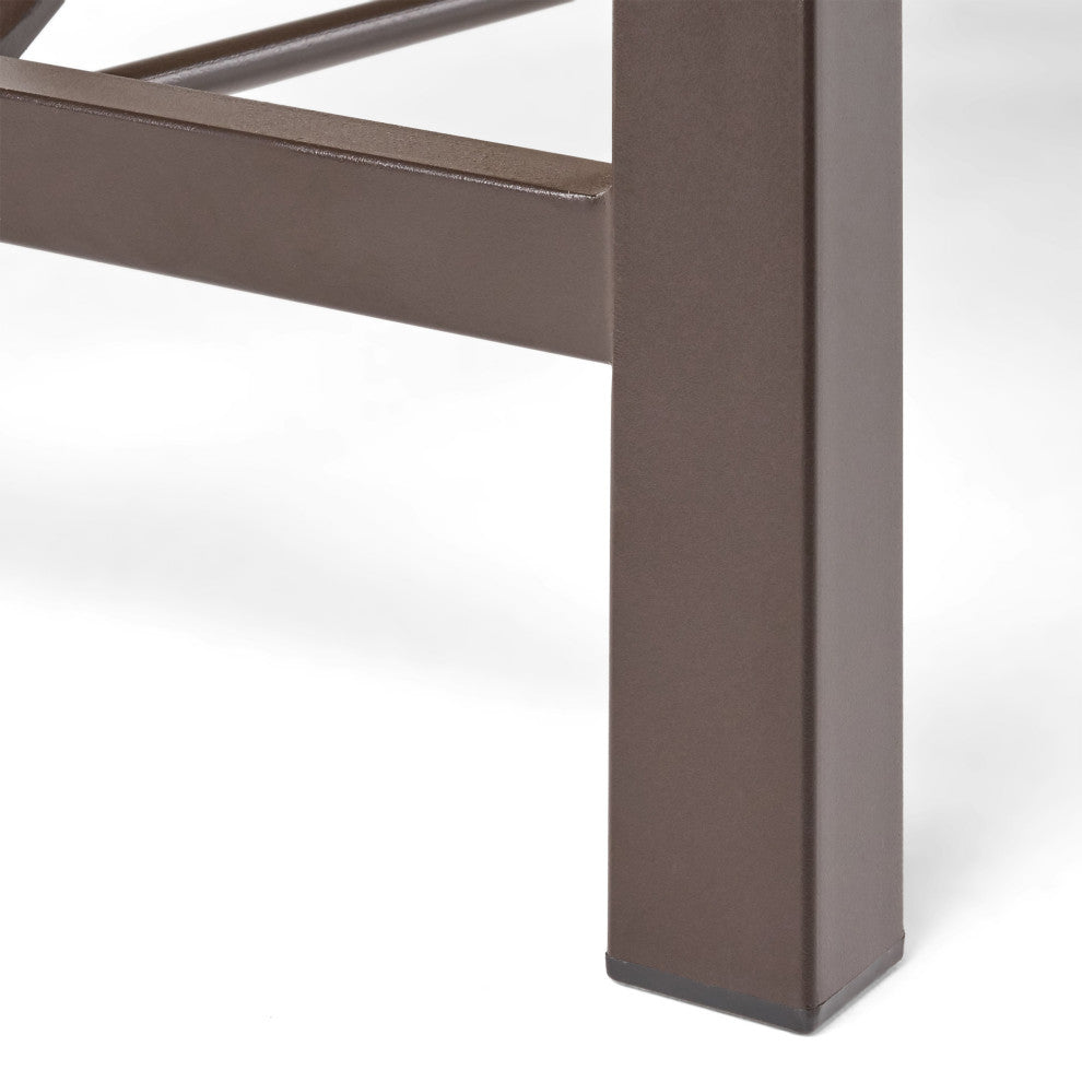GDF Studio Easter Outdoor Acacia Wood Coffee Table, Teak Finish/Rustic Metal
