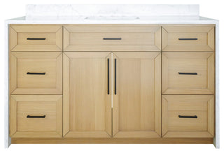 Palisade 60" Bathroom Vanity, Blonde, Engineered Marble, Single