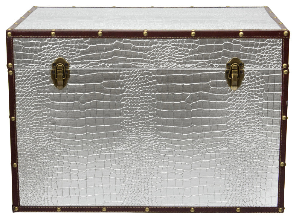 Faux Leather Silver Crocodile Trunk