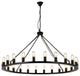 24-Light Candle Wagon Wheel Chandelier Farmhouse Black Pendant Lights, Black