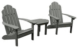 2 Classic Westport Adirondack Chairs with Side Table, Coastal Teak