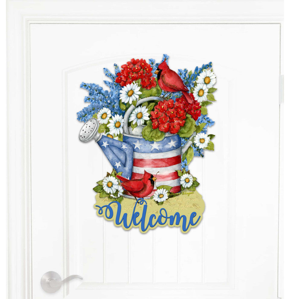 American Watering Can Door Decor by Susan Winget American Patriotic Decor