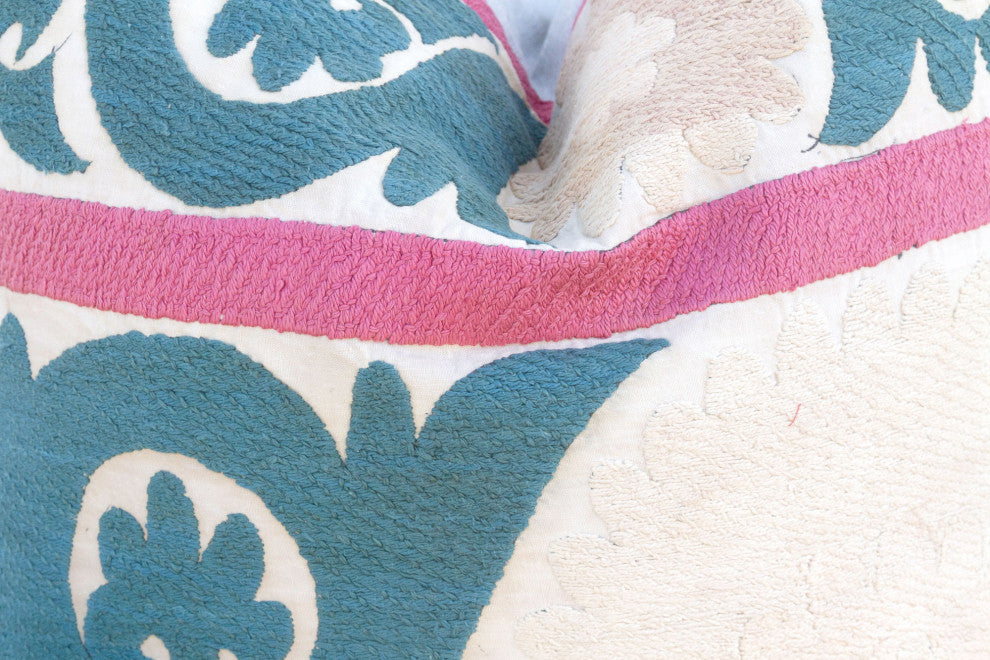 Bashful Beige Vintage Suzani Pillow