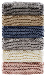 Madison Park Chunky Double Knit Handmade Throw Blanket, Blush, Dark Grey
