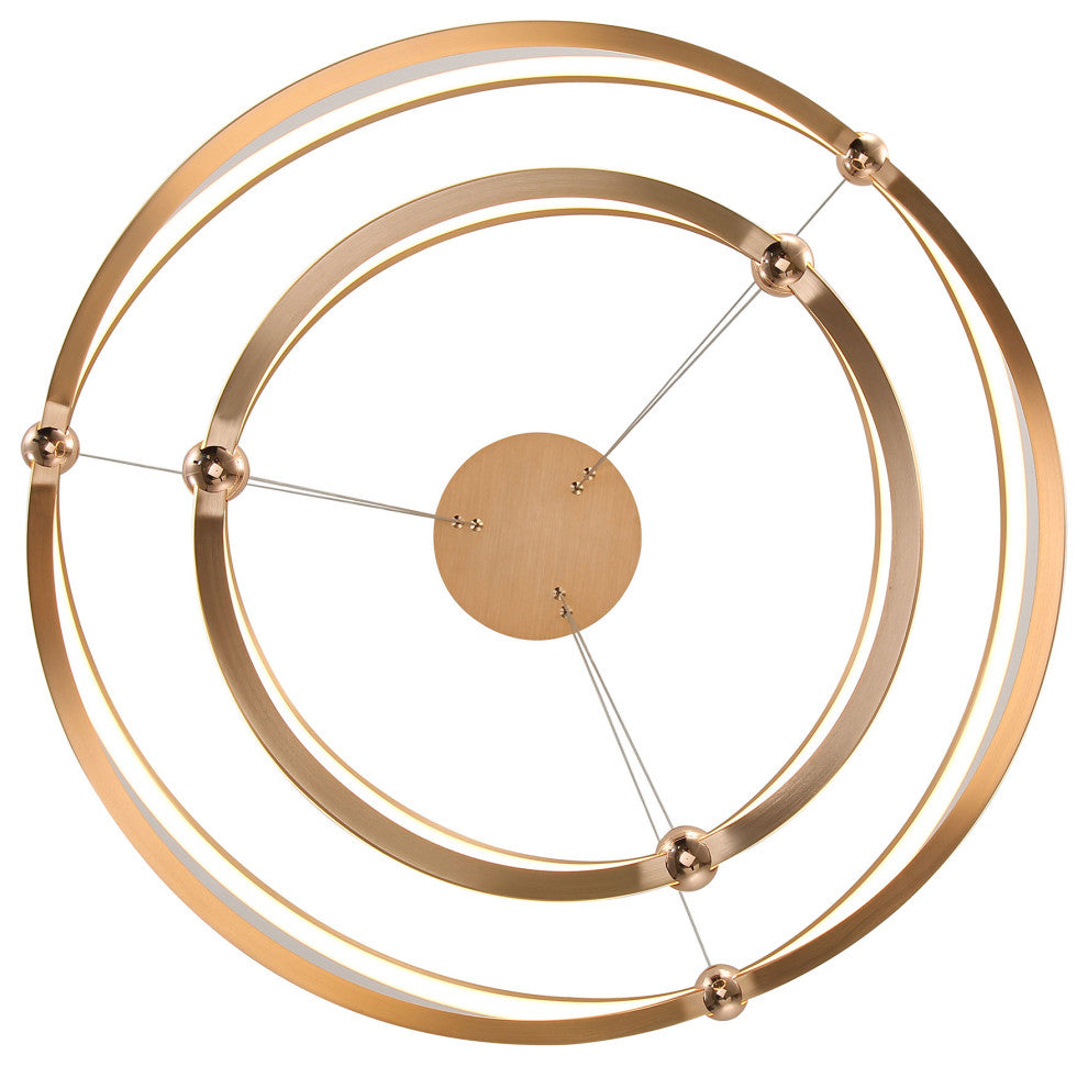 Spirale 2 Tier 32" LED Chandelier, Anodized Gold
