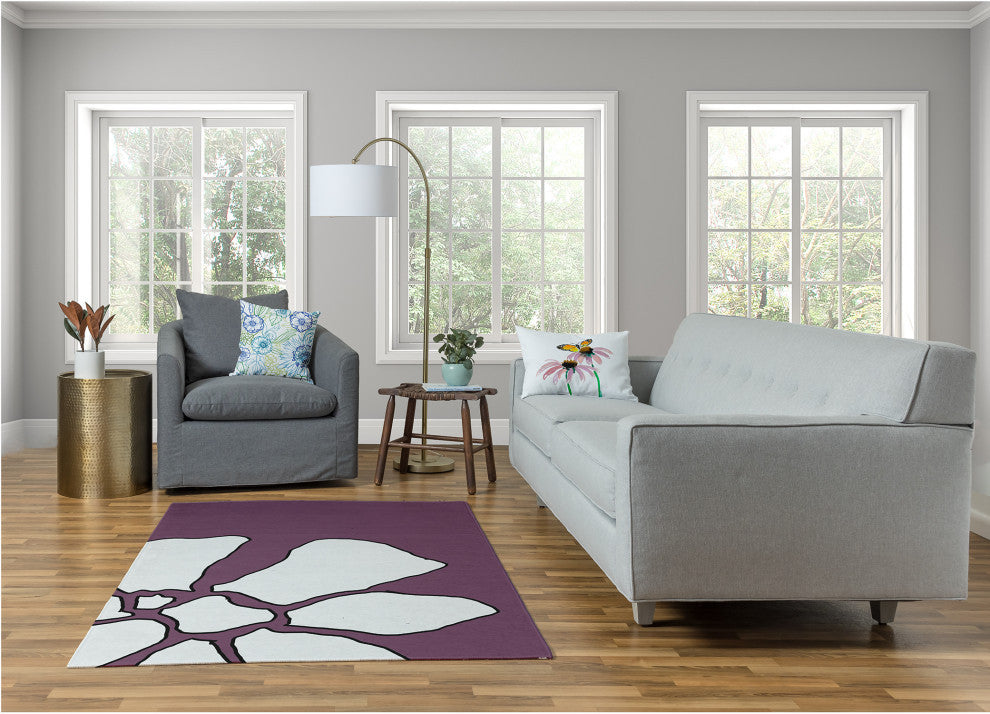 Petal Lines Spring Chenille Rug, Purple, 4'x6'