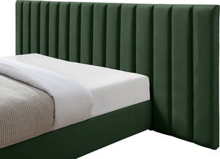 Pablo Velvet Upholstered Bed, Green, Queen