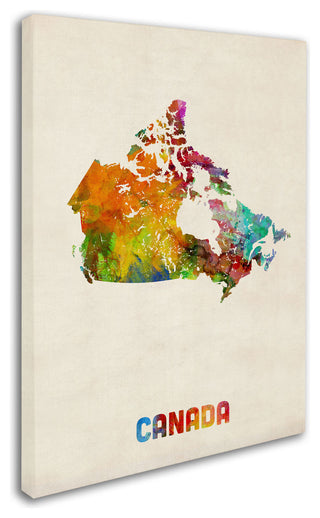 'Canada Watercolor Map' Canvas Art by Michael Tompsett