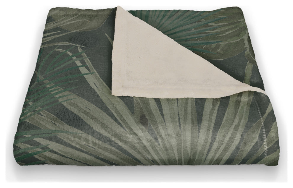 Tropical Palm Gray 50x60 Coral Fleece Blanket