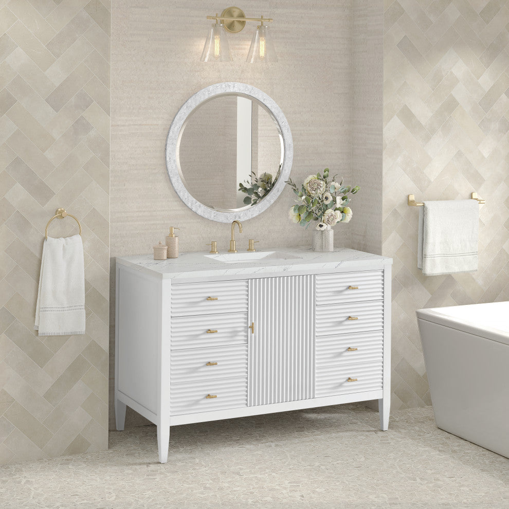 Myrrin 48" Vanity, Bright White, 3 CM Ethereal Noctis Top