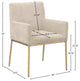 Reeves Upholstered Dining Chair, Beige, Chenille , AC,  Brushed Brass, Set of 2