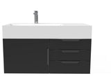CastelloUSA Amazon 36" Wall Mount Vanity Set, Black, White Top, Black Handles