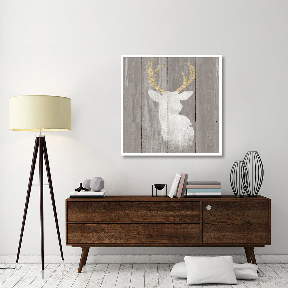 "Precious Antlers II on Gray Wood" Paper Print by Wellington Studio, 42"x42"
