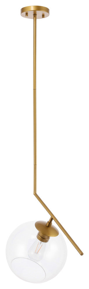 Brass Finish And Clear Glass 1-Light Pendant