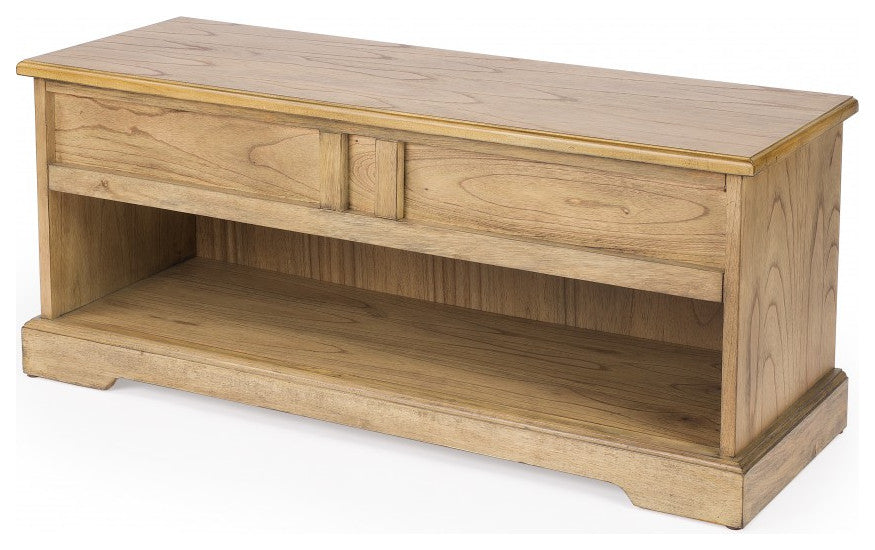 Natural Wood Classic Bench With Storage