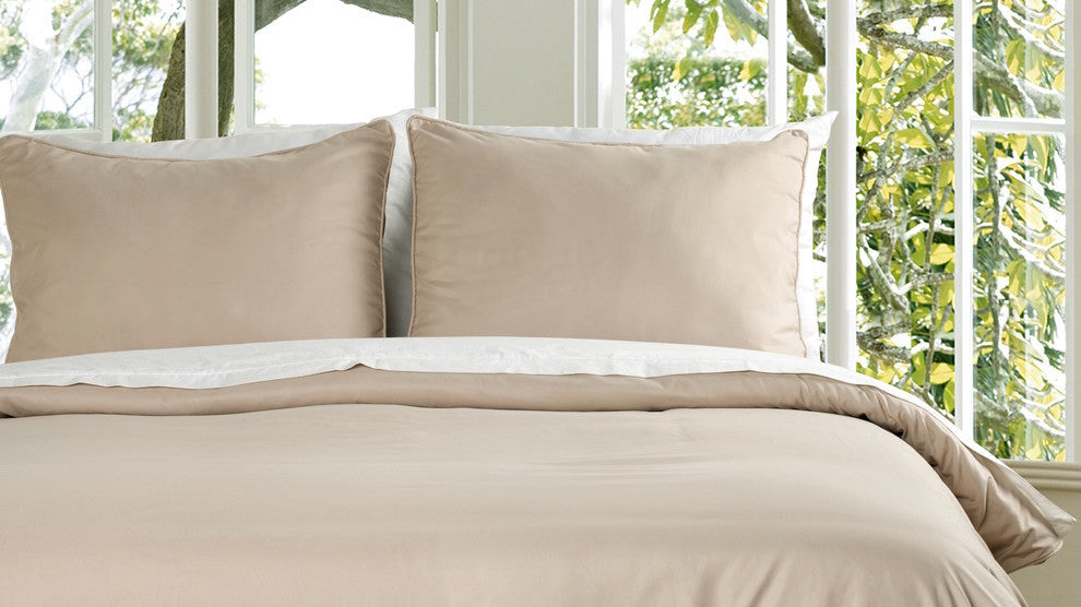Lotus Home Water and Stain Resistant Duvet Cover Mini Set, Taupe, Twin