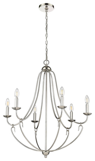 6 Light 28.5 in. Polished Nickel Chandelier