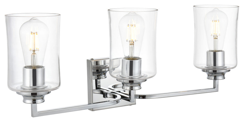 3 Light Chrome And Clear Bath Sconce