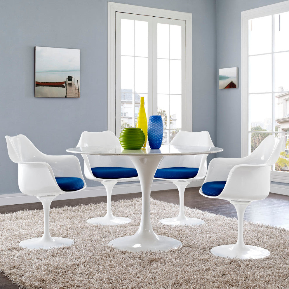 Modern Blue Tulip Dining Armchair Set of 4