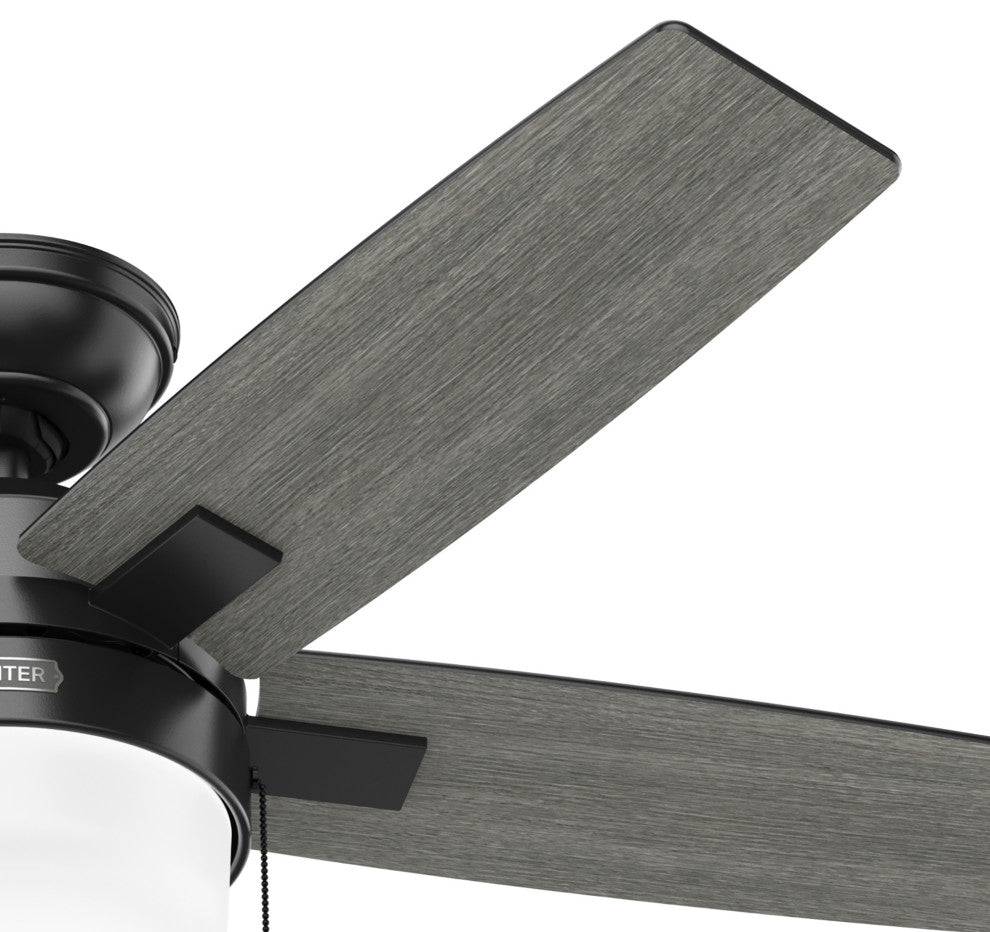 Hunter 44" Anisten Matte Black Ceiling Fan, LED Kit, Pull Chain