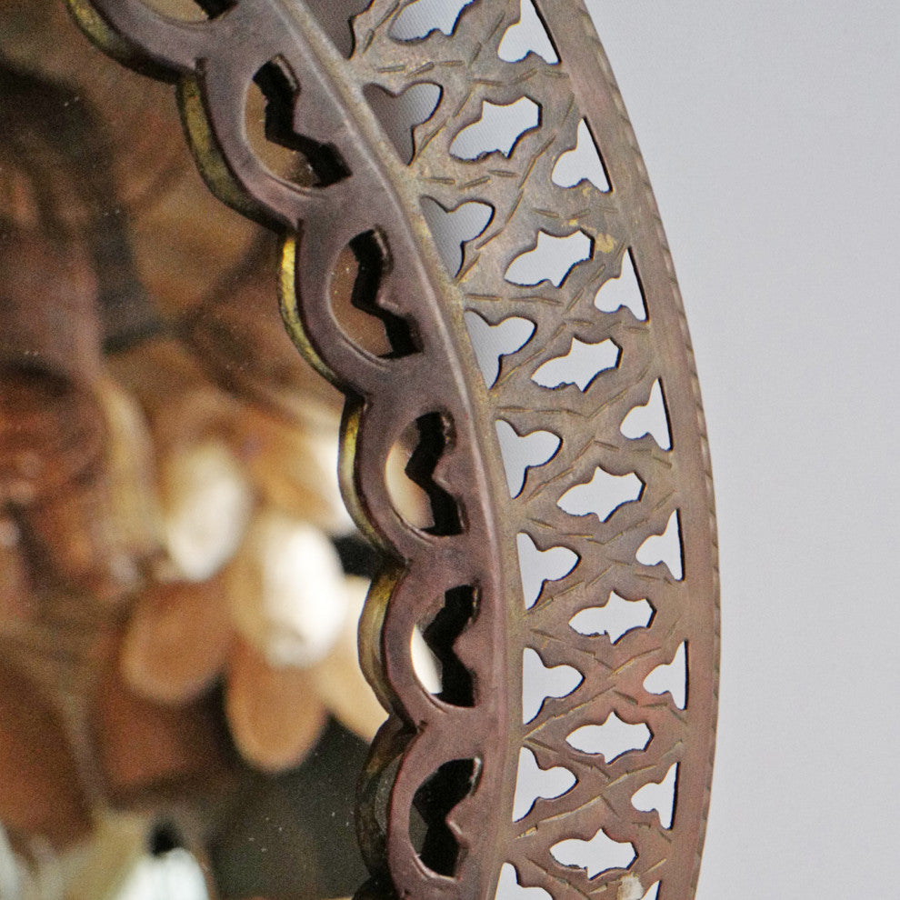 Round Vintage Brass Mirror