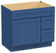 Vanity Art Vanity Base Cabinet, No Top, Drawers on Right, 36", Blue