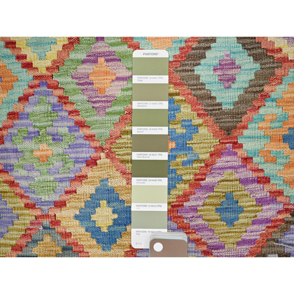 Colorful Extra Soft Wool Afghan Kilim Hand Woven Oriental Rug 10'7"x14'