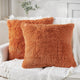 Shaggy Faux Fur Pillow Cover, Burnt Orange, Set of 2, 26"x26"