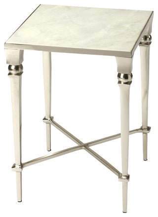 Butler Darrieux Marble Square End Table, Silver