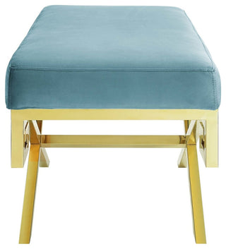 Sea Blue Rove Velvet Performance Velvet Bench