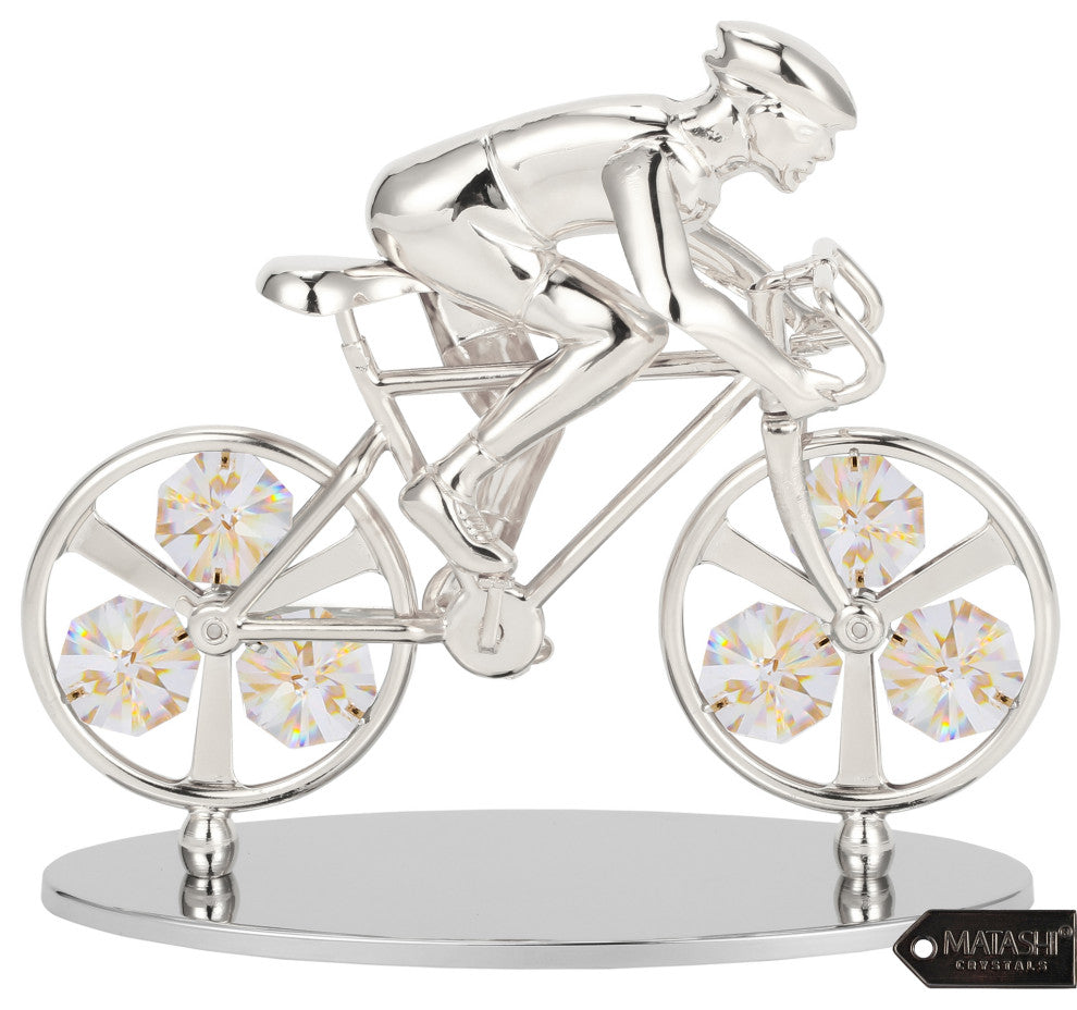 Matashi Silver Plated Cyclist on a Bicycle