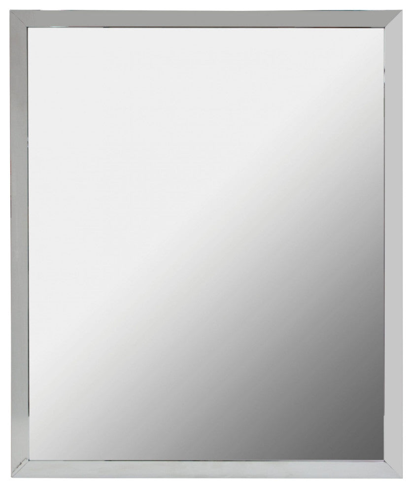 Rectangular Aluminum Framed Wall Mounted Bathroom Mirror, Chrome;, 30" X 36";