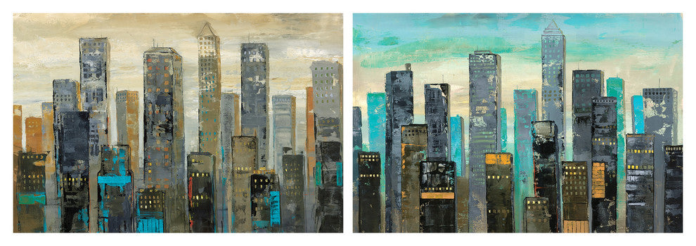 "Urban Lights" Glass Wall Art Frameless Free Floating Tempered Glass Print