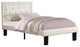 Benzara BM168651 Wooden Full Bed Light Bone PU Tufted Head Board, White Finish