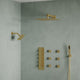 Dual Heads 16" Thermostatic Shower System With Hand Shower, Brushed Gold