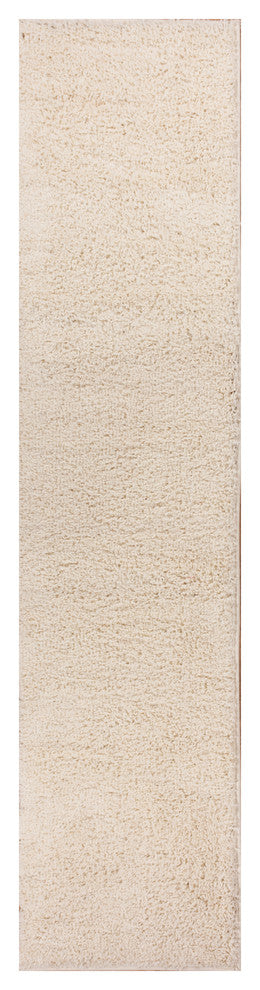 Well Woven Madison Shag Plain Rug, Vanilla, 20"x7'2" Runner