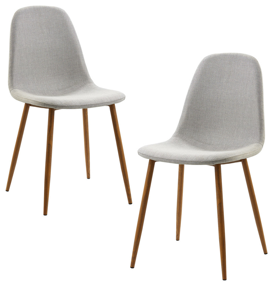 Dining Chair with Metal Legs, Gray, Set of 2