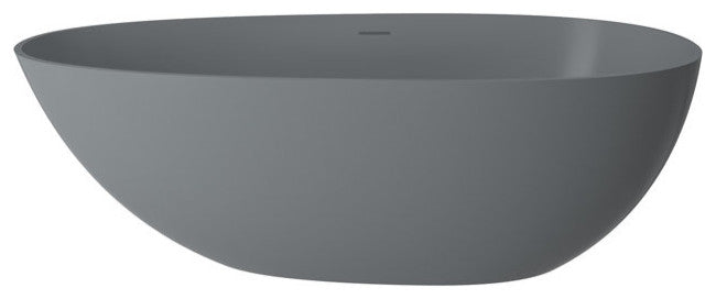 67in Solid Surface Freestanding Bathtub in Matte Black, Matte Grey