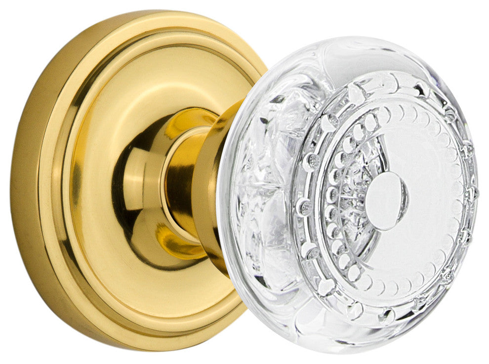Classic Rosette Single Dummy Crystal Meadows Knob, Polished Brass, CLACME