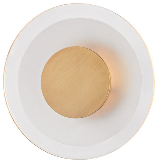Guthrie, 1 Light, 9" LED Wall Sconce, Aged Brass Finish, White Glass