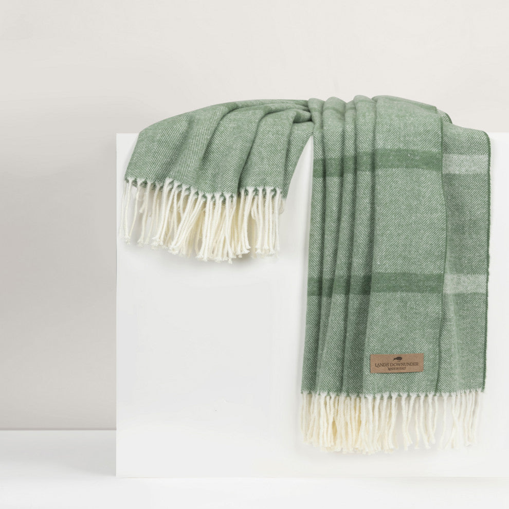 Montauk Stripe Herringbone Throw, Olive