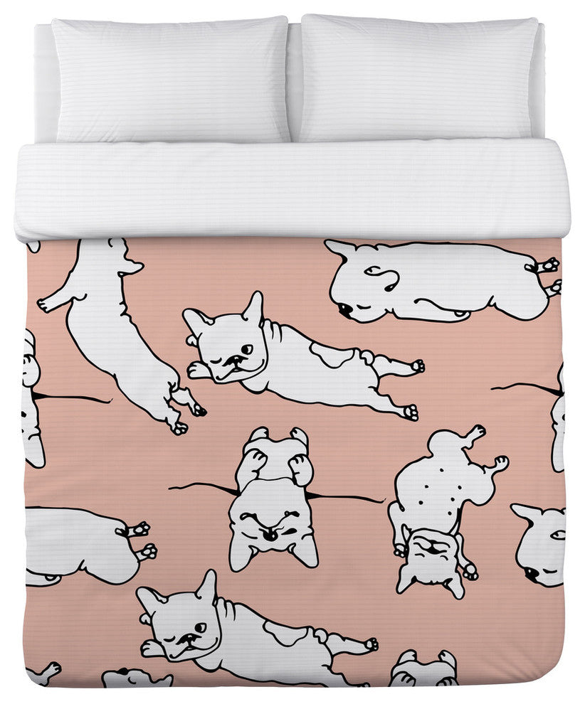 Sleepy Puppies, Peach Multi Lightweight King Duvet Cover