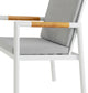 Crown Aluminum and Teak Outdoor Dining Chair Set of 2, White