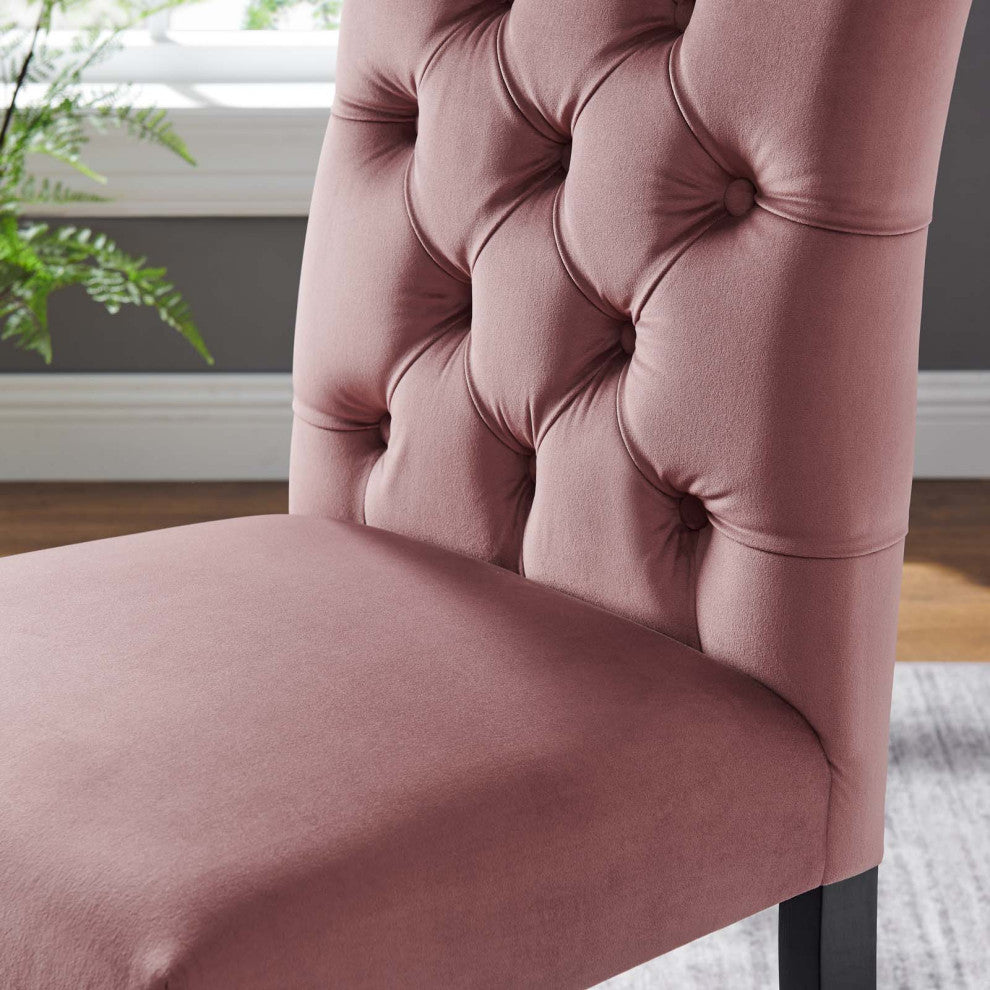 Side Dining Chair, Set of 2, Pink, Velvet, Modern, Cafe Bistro Hospitality