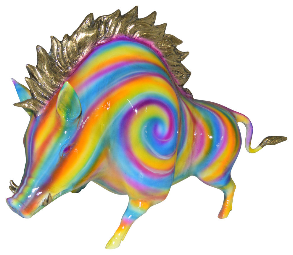 Fat Modern Boar Bronze Statue -  Size: 22"L x 9"W x 15"H.