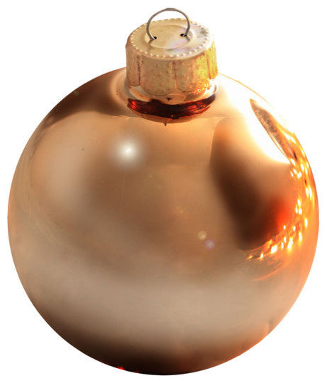 Tub of 4 Gold Shiny Glass Ornaments, Set of 2