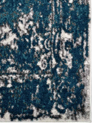 Machine Woven Heatset Polypropylene Area Rug Abstract Ivory Blue, [Runner] 3'2''x10'
